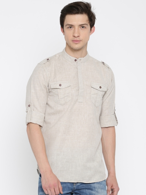 

The Indian Garage Co Men Beige Solid Kurta