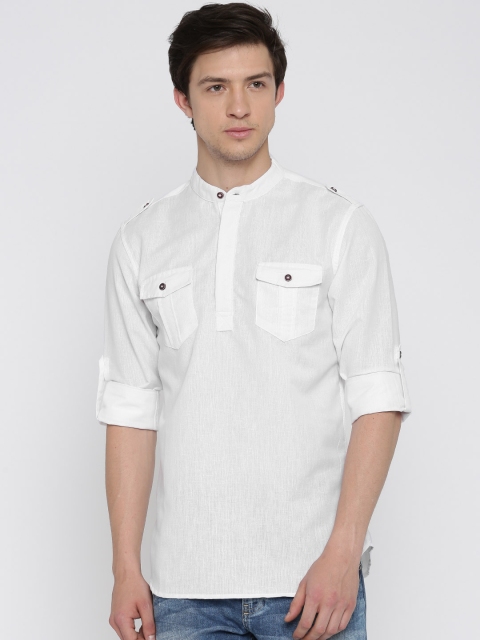 

The Indian Garage Co Men White Solid Kurta