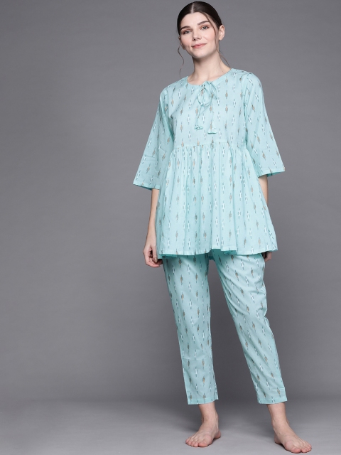 

Libas Women Blue Printed Night suit