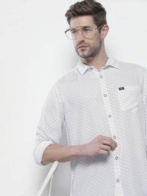 

The Indian Garage Co Men White Cotton Printed Casual Shirt