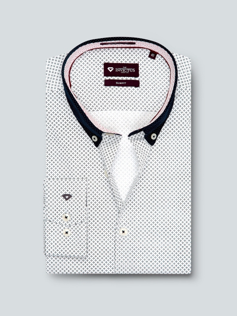 

INVICTUS Men White Slim Fit Printed Formal Shirt