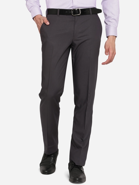 

Greenfibre Men Grey Wrinkle Free Formal Trousers