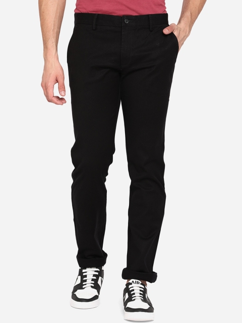 

Greenfibre Men Black Slim Fit Wrinkle Free Cotton Trousers