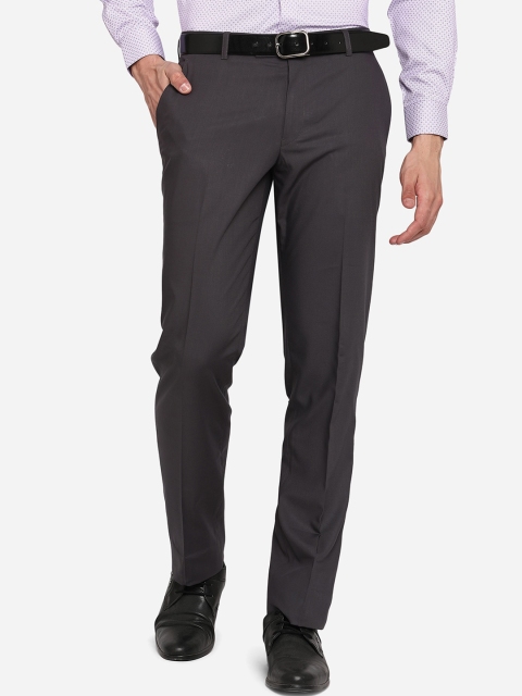 

Greenfibre Men Grey Wrinkle Free Formal Trousers