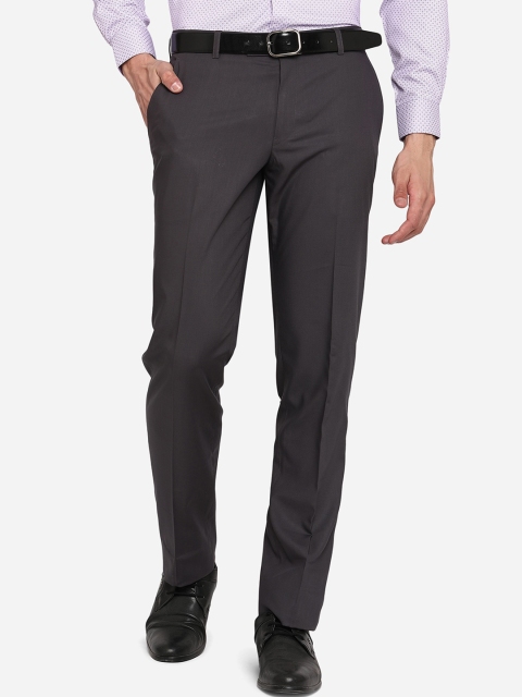 

Greenfibre Men Grey Wrinkle Free Formal Trousers