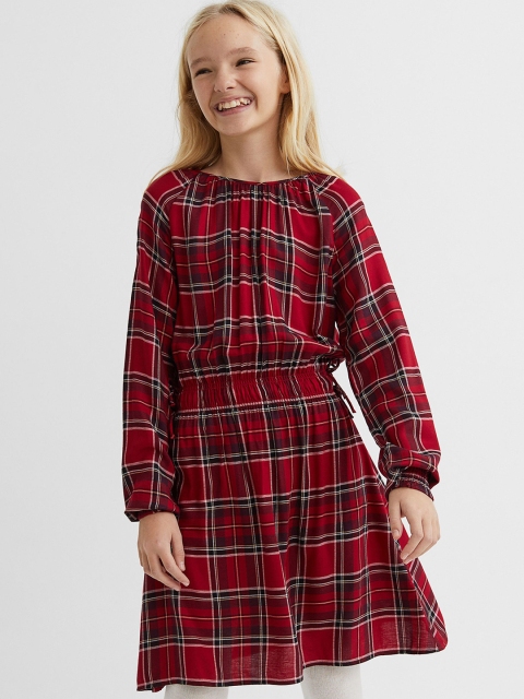 

H&M Red Smocking-Detail Dress