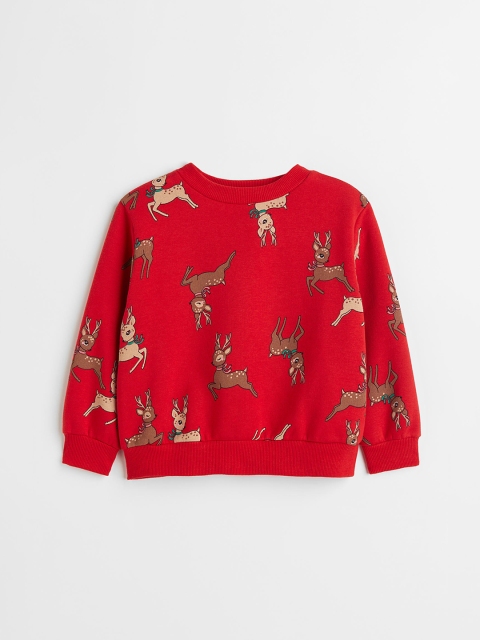 

H&M Girls Red Printed Sweatshirt