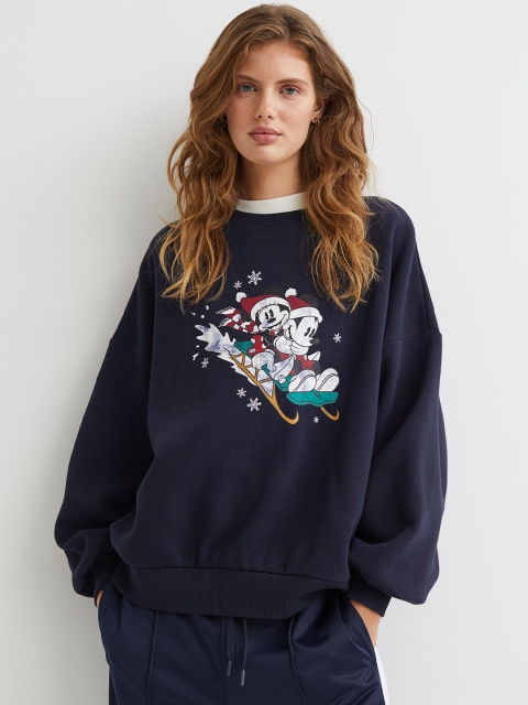 

H&M Women Blue Mickey & Minnie Printed Sweatshirt