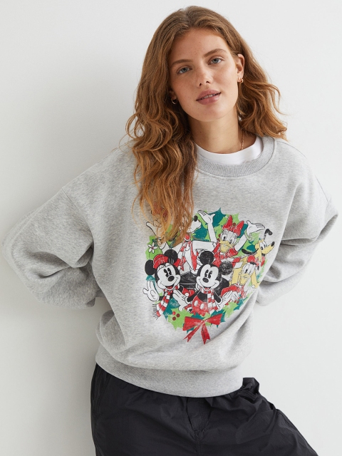 

H&M Women Grey Mickey & Friends Printed Sweatshirt