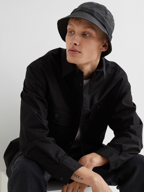 

H&M Men Grey Grosgrain-Band Bucket Hat