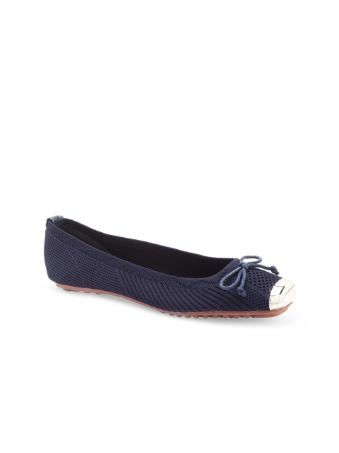 

Sole To Soul Women Blue Textured Ballerinas with Bows Flats