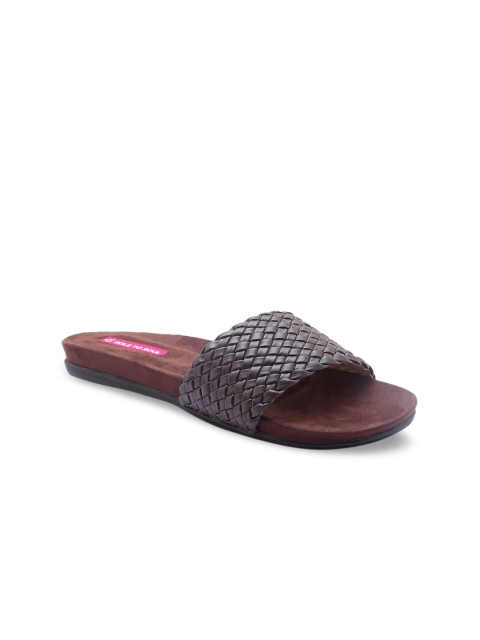 

Sole To Soul Women Brown Open Toe Flats with Laser Cuts