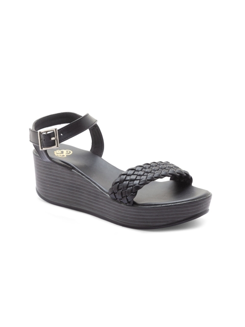 

Sole To Soul Black Wedge Sandals with Buckles