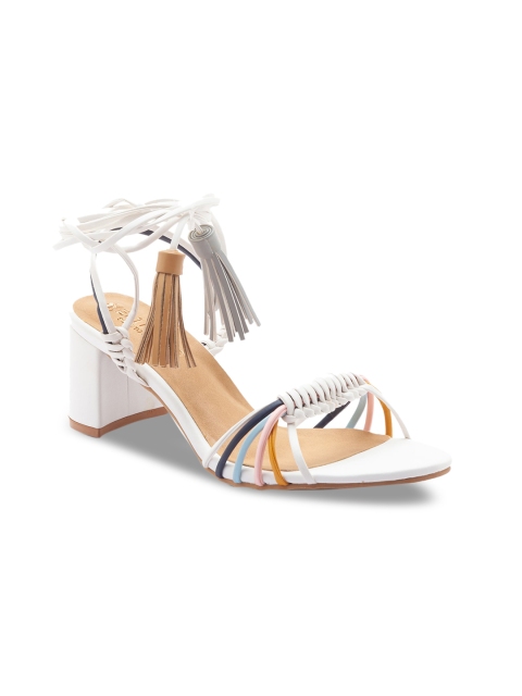 

Sole To Soul White High-Top Block Sandals with Tassels