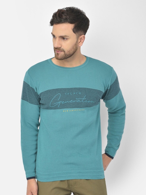

COBB Men Green & Black Colourblocked Striped Acrylic Pullover