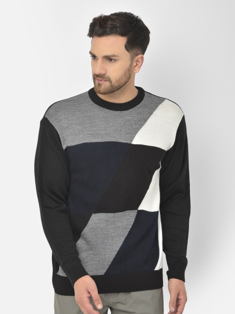 

COBB Men Black & White Colourblocked Acrylic Pullover