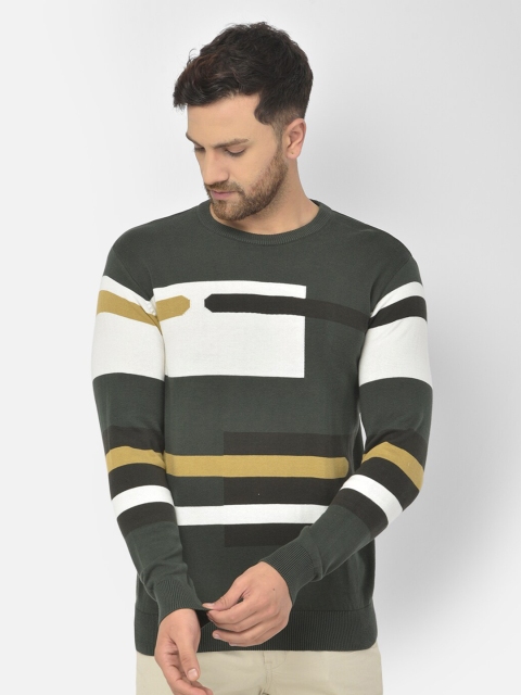 

COBB Men Green & White Colourblocked Acrylic Pullover Sweater