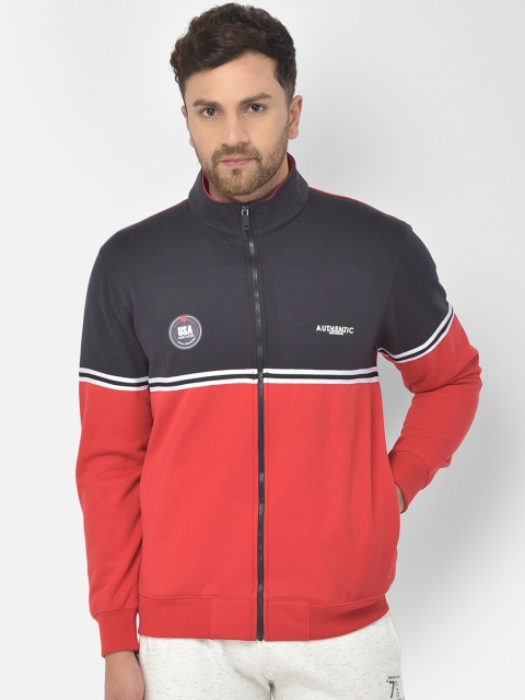 

COBB Men Navy Blue & Red Colourblocked Lightweight Crop Sporty Jacket