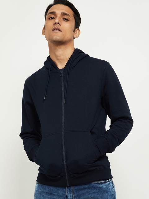 

max Men Navy Blue Hooded Sweatshirt