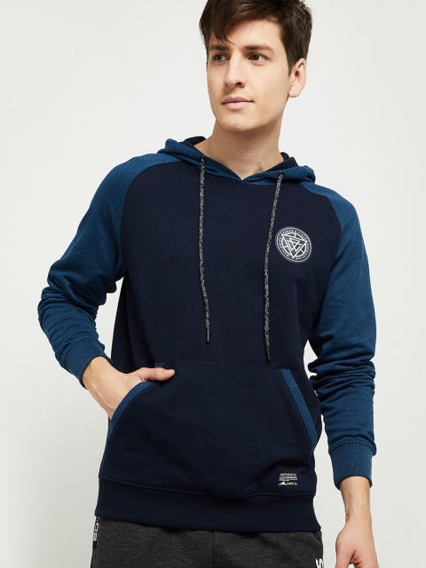 

max Men Navy Blue Hooded Sweatshirt