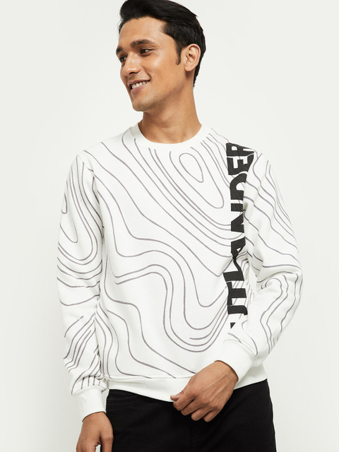 

max Men White & Grey Abstract Printed Sweatshirt
