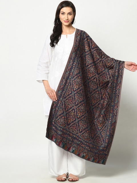 

Safaa Women Navy Blue Ethnic Motifs Printed Shawl