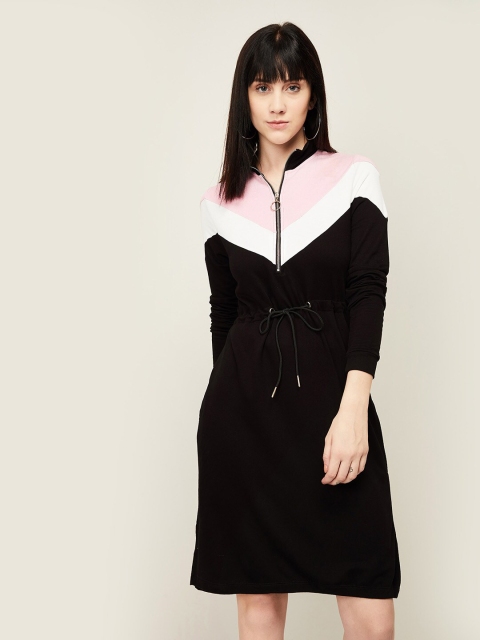 

Fame Forever by Lifestyle Black & Pink Colourblocked Sweatshirt Dress