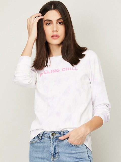 

Fame Forever by Lifestyle Women White Printed Round Neck Cotton Sweatshirt