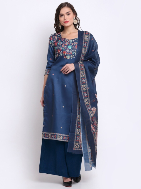 

Stylee LIFESTYLE Navy Blue & Red Digital Printed Unstitched Dress Material