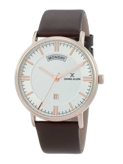 

Daniel Klein Men Silver-Toned Dial & Brown Leather Straps Analogue Watch DK 1 12258-5-Re