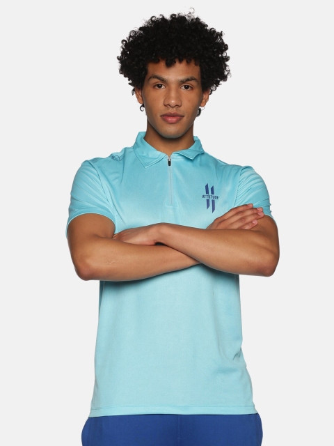 

ATTIITUDE Men Blue Brand Logo Printed Polo Collar T-shirt