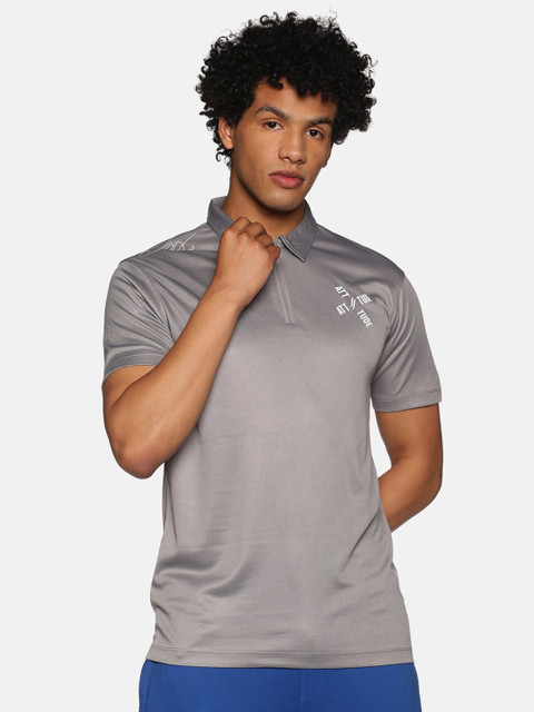 

ATTIITUDE Men Grey Brand Logo Printed Polo Collar T-shirt
