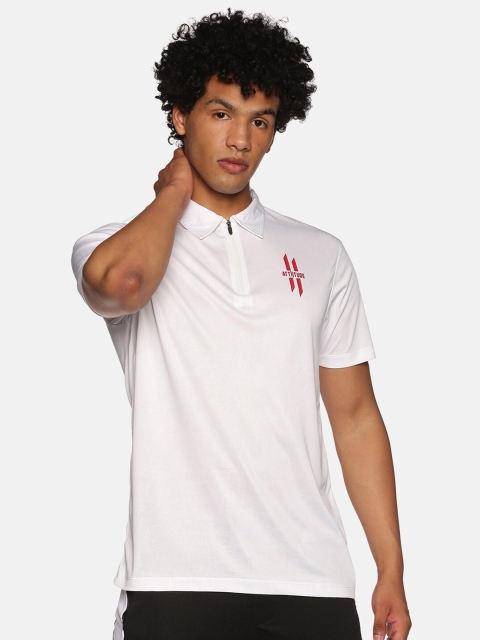 

ATTIITUDE Men White Brand Logo Printed Polo Collar T-shirt