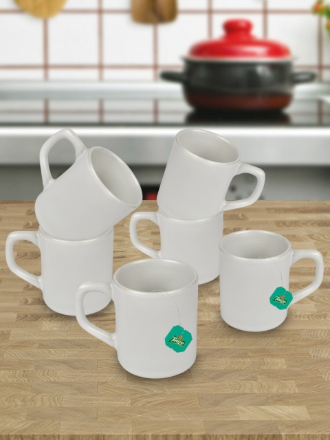 

URBAN CHEF Set-6 White Solid Ceramic Glossy Cups and Mugs