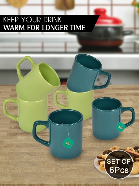 

URBAN CHEF Set Of 6 Green & Lime Green Solid Ceramic Glossy Cups