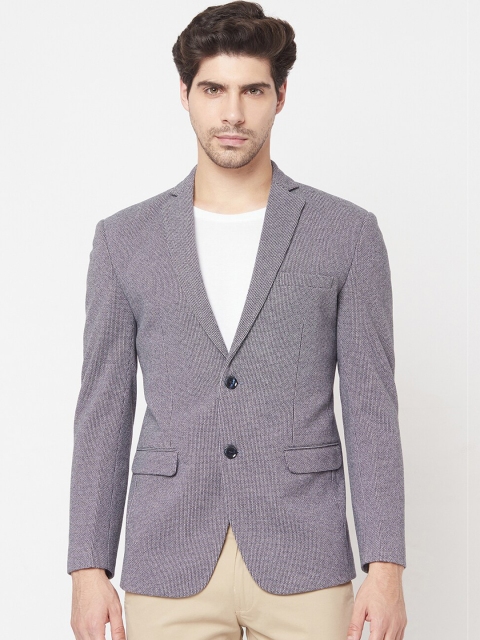

METTLE Men Grey Solid Cotton Blazer