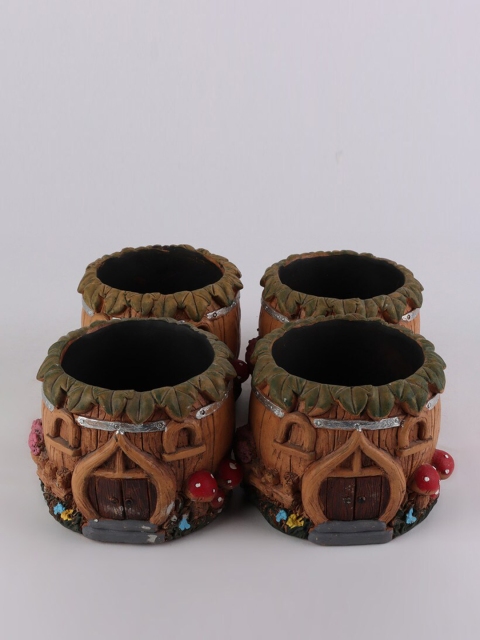 

Ferns N Petals Set Of 4 Brown Resin Planter