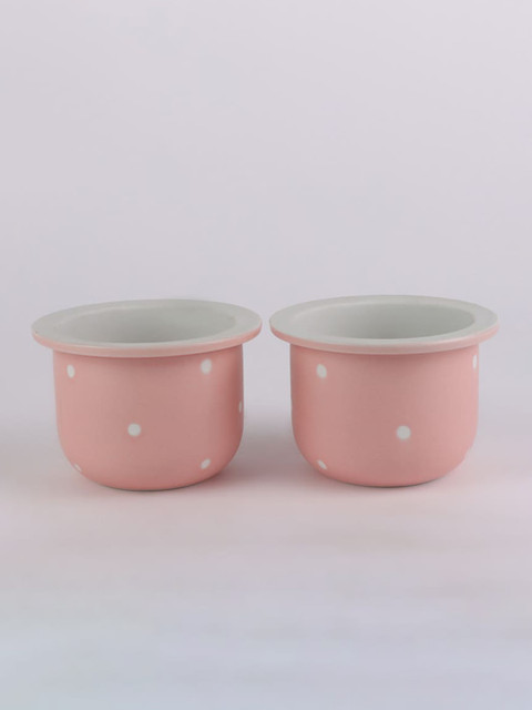 

Ferns N Petals Set Of 2 Pink & White Printed Ceramic Planters