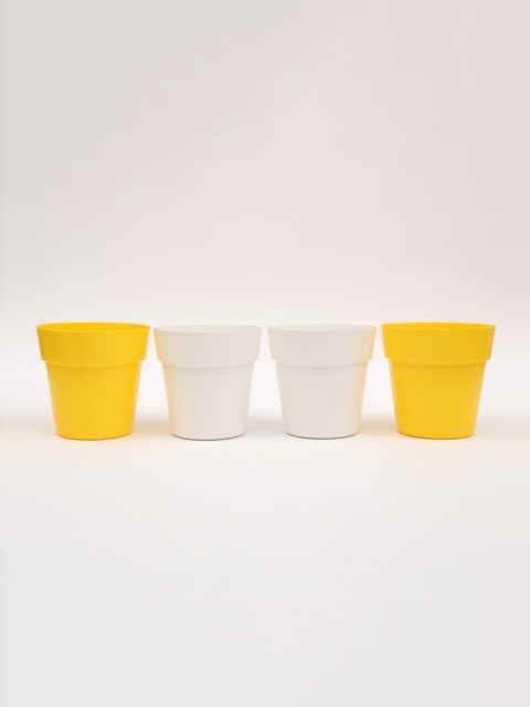 

Ferns N Petals Pack Of 2 White & Yellow Plastic Planters For Indoor & Outdoor Plants