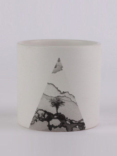 

Ferns N Petals White & Black Printed Ceramic Planter