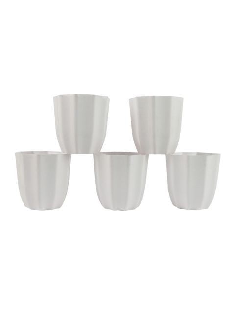 

Ferns N Petals Set Of 5 White Solid Planters