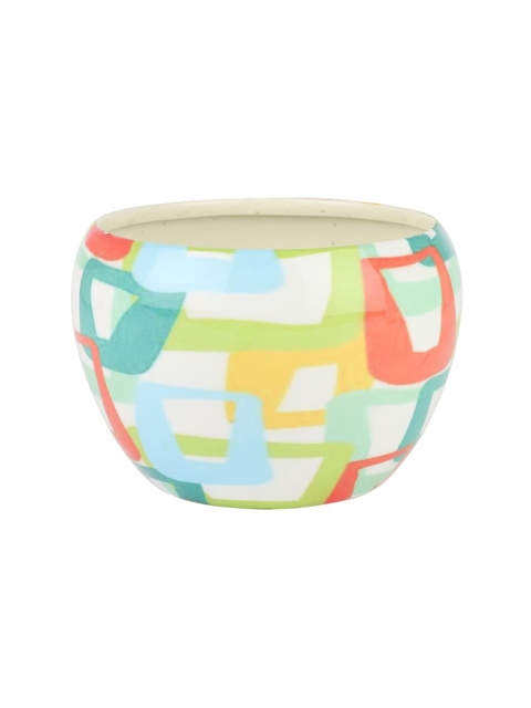 

Ferns N Petals Multicoloured Printed Round Metal Planter, Multi