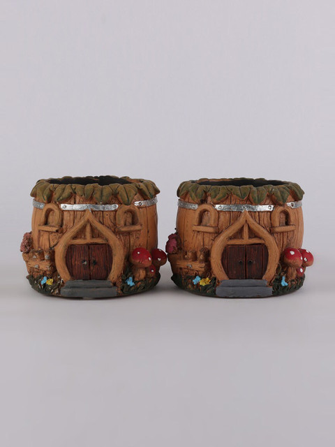 

Ferns N Petals Set Of 2 Brown Resin Planters