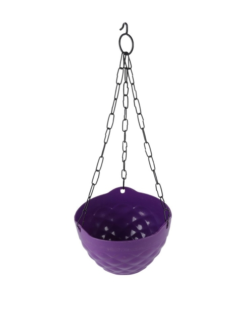 

Ferns N Petals Purple Set of 4 Diamond Cut Plastic Hanging Planter With Chain