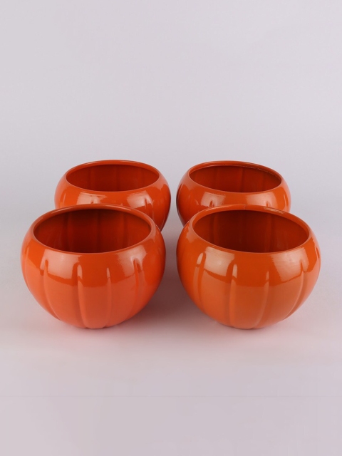 

Ferns N Petals Set Of 4 Metal Planters, Orange
