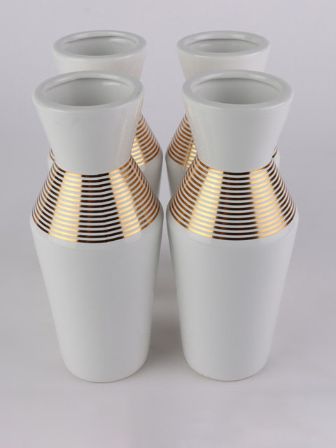 

Ferns N Petals Set Of 4 White Printed Ceramic Planters