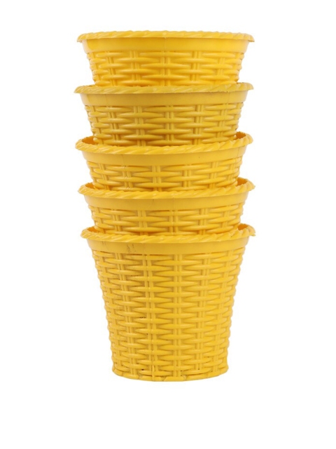 

Ferns N Petals Set Of 5 Plastic Planters, Yellow