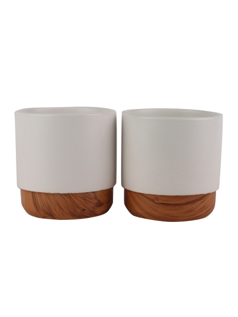 

Ferns N Petals Set Of 2 White Ceramic Planters