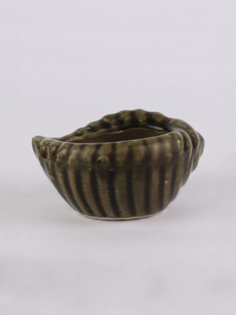 

Ferns N Petals Olive-Green & Black Striped Ceramic Planter