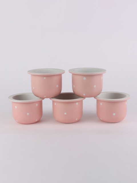 

Ferns N Petals Set Of 5 Pink Ceramic Planters